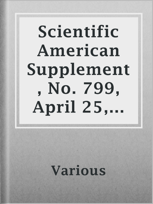 Title details for Scientific American Supplement, No. 799, April 25, 1891 by Various - Available